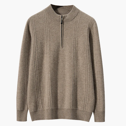 Pull Demi-Zip Côtelé 100% Cachemire