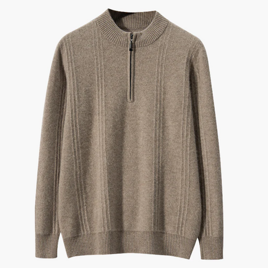 Pull Demi-Zip Côtelé 100% Cachemire