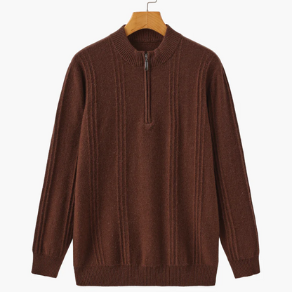 Pull Demi-Zip Côtelé 100% Cachemire