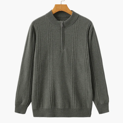 Pull Demi-Zip Côtelé 100% Cachemire